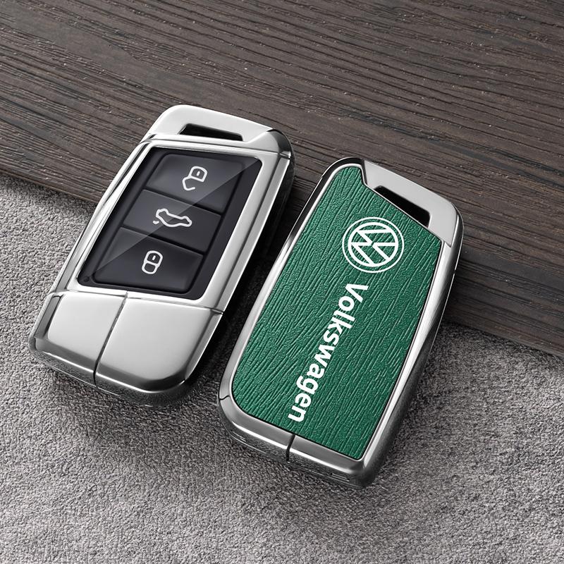 For VW Volkswagen Jetta MK5 Golf Alloy Leather Car Smart Remote Key Case Fob Cover Protector Shell For Volkswagen VW Magotan Pas