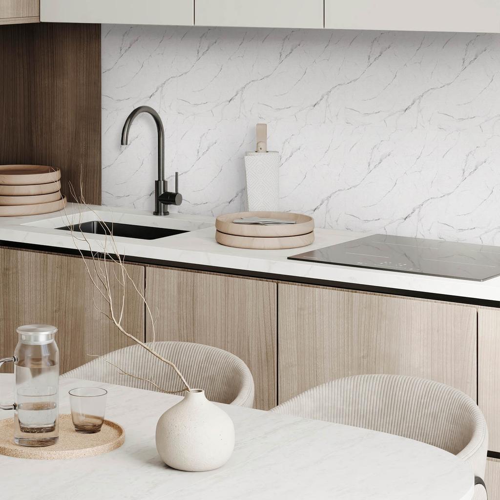 Set of Self-Adhesive PVC Tiles Marble Pattern with Veins 9x30x30 cm