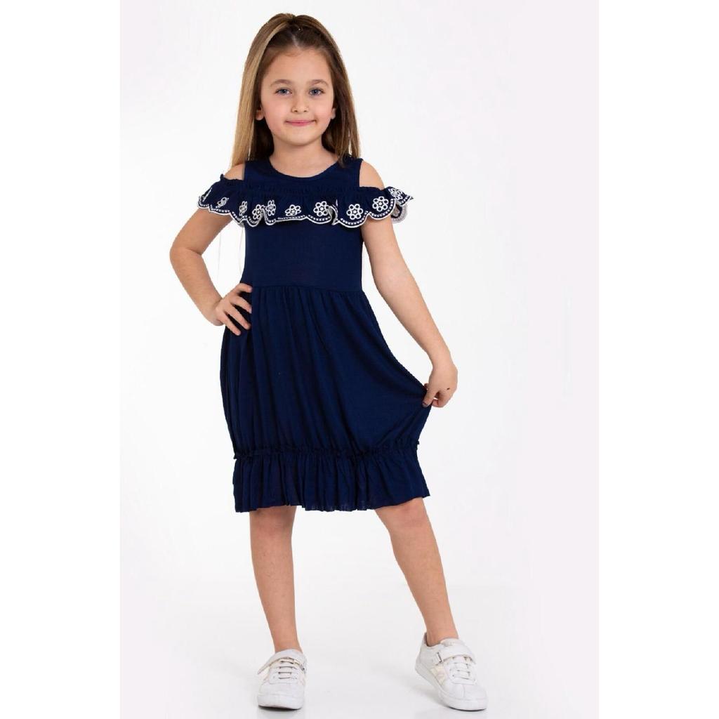 Girl's Daisy Embroidered Festive Summer Dress