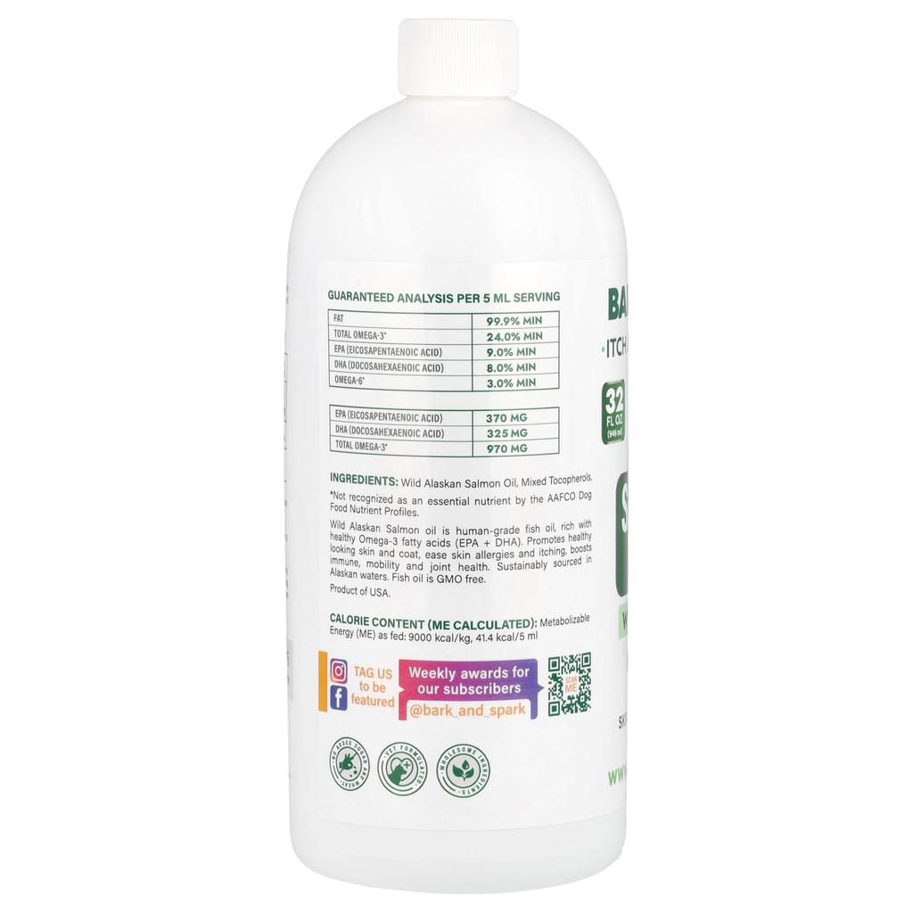 Bark&Spark Salmon Oil, For Dogs & Cats, 32 Fl Oz (946 Ml)