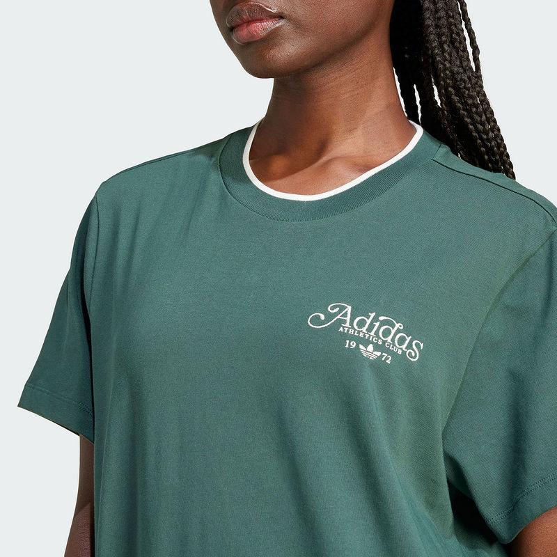 adidas Originals Alphabet Mini-Logo Bequemes Sportliches Atmungsaktives Kurzarm-T-Shirt Damen Oberteile Grün IX3540