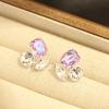Cross-border new personalized multi-color crystal geometric earrings fashion versatile 925 silver needle women's stud earrings gift