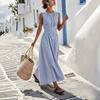 Ärmelloses Kleid mit geometrischem Muster für den Sommerurlaub und Freizeitkleidung