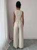 Women's Tie-Design Vest & Straight-Leg Pants Set