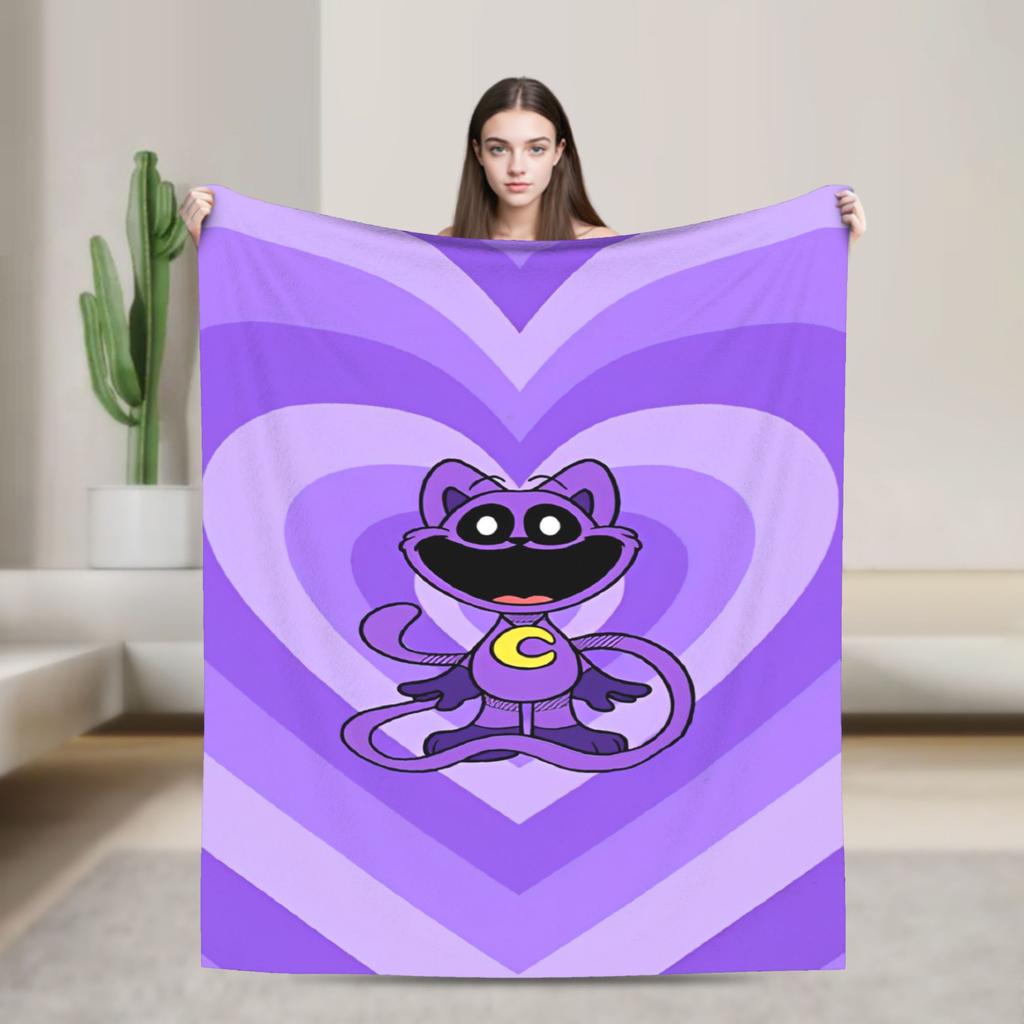 Cartoon S-Smiling Critters Anime Blankets Game Plush Novelty Warm Throw Blanket for Home Autumn/Winter