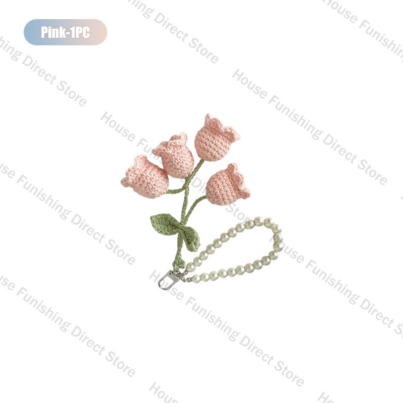 1-10PC Handmade Weaving Bag Pendant Lin Orchid Keyring Love Girl Pearl Chain Keychain Decoration Car Pendant Diy Bag Accessories