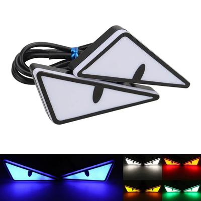 Universal Motorcycle LED Devil'Eyes Lights Demon Eyes Headlight Mini Projector Lens Lamp Car Decoration Lights Without Battery