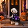 Puppy Dress Halloween Dog Tulle with Bow, Skull Print Pet Outfit, Girl Party Costume for Small Dogs Cats Comfortable Clothing