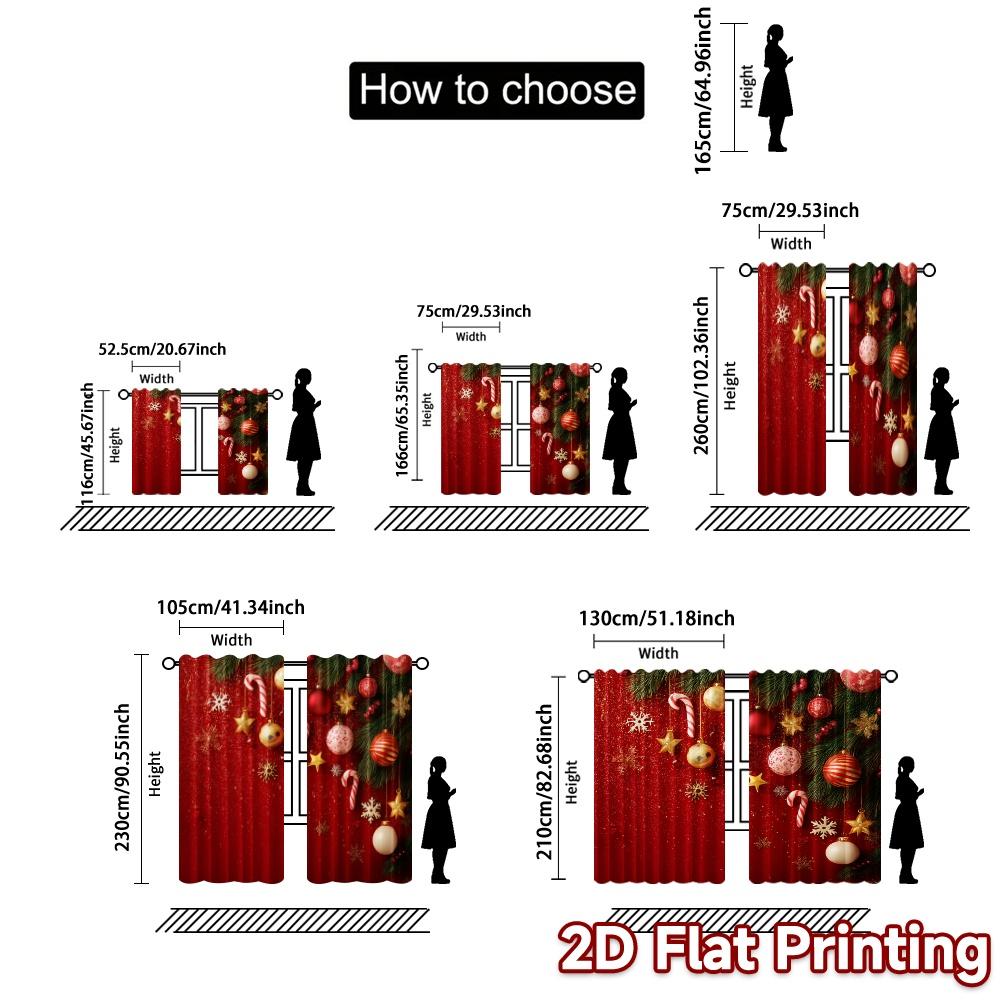 2D Flat Printing,JIT 2pcs, Curtains (Without Rod) Festive Ornaments(1) Print Chic Curtains Prints Light Filtering Curtains Room