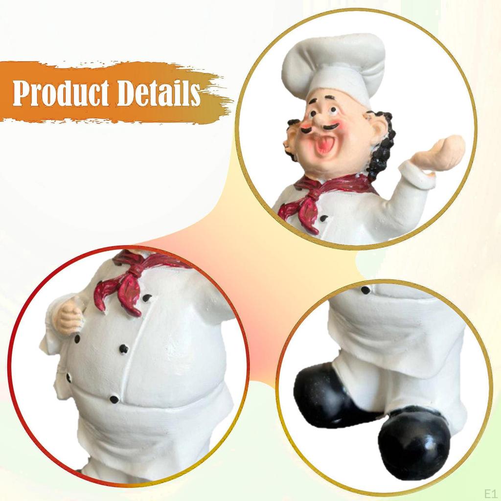 Chef Figurine Cooks Character Statue Crafts Cute Table Centerpiece Resin Sculpture Ornament for