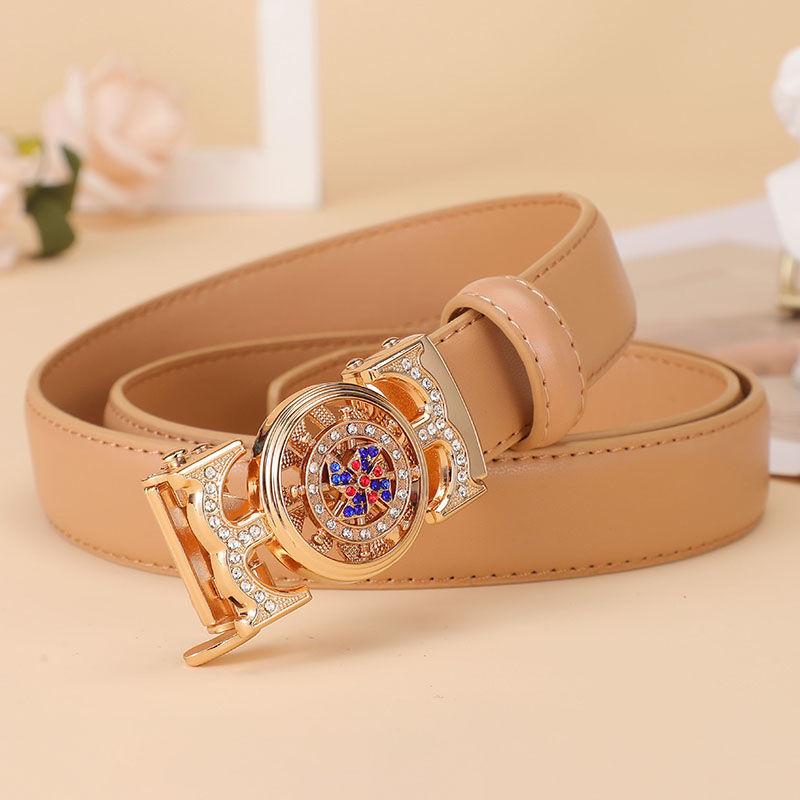 Fashion Stylish Womens Versatile Automatic Buckle Decorative Denim Belt For 2024