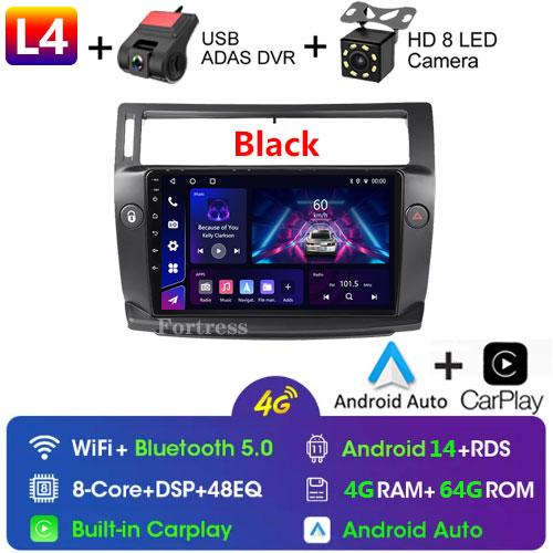 Android 14 Car Radio for Citroen C4 C-Triomphe C-Quatre 2004-2009 Multimedia Video Player Navigation GPS Carplay 4G QLED Screen