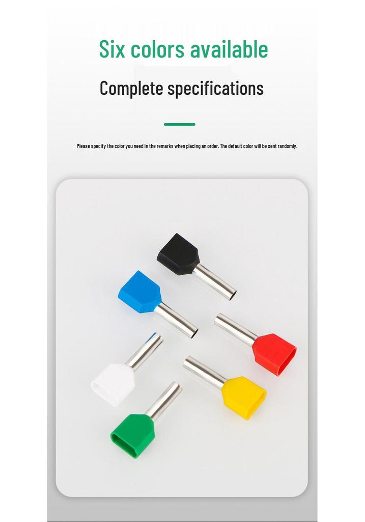 TE Double-Wire Tube Terminal Block: European Cold-Pressed Connector, Tube-Shaped Pin, Needle Wire Lug