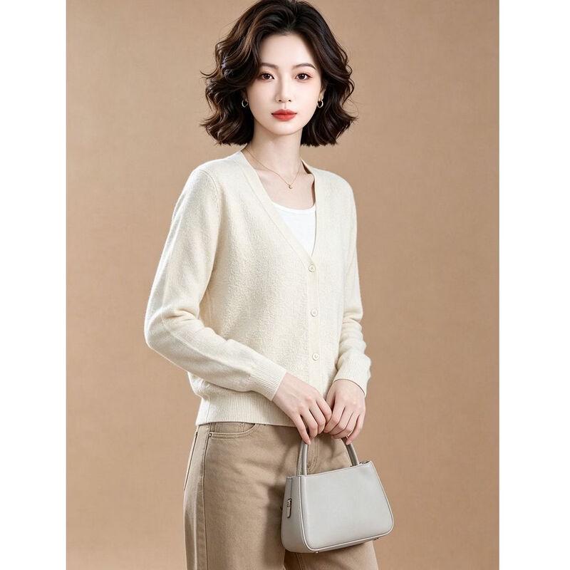 Women's V-Neck Single-Breasted Knit Cardigan