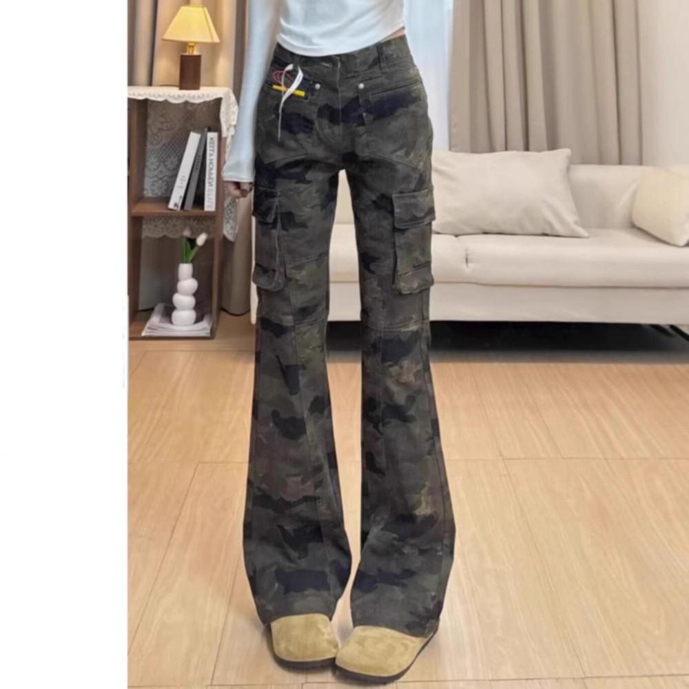 

Women s Summer Camouflage Slimming Straight-Leg Cargo Pants with Pockets 2X Large