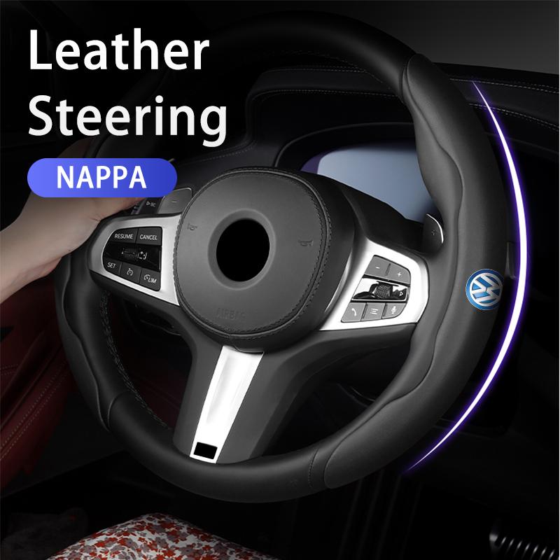 2026 saf7For Volkswagen VW Universal 2PCS Steering Wheel Cover Non-slip Comfort Grip Wheel Trim Scirocco Jetta Beetle Golf 4 5 6 Passat