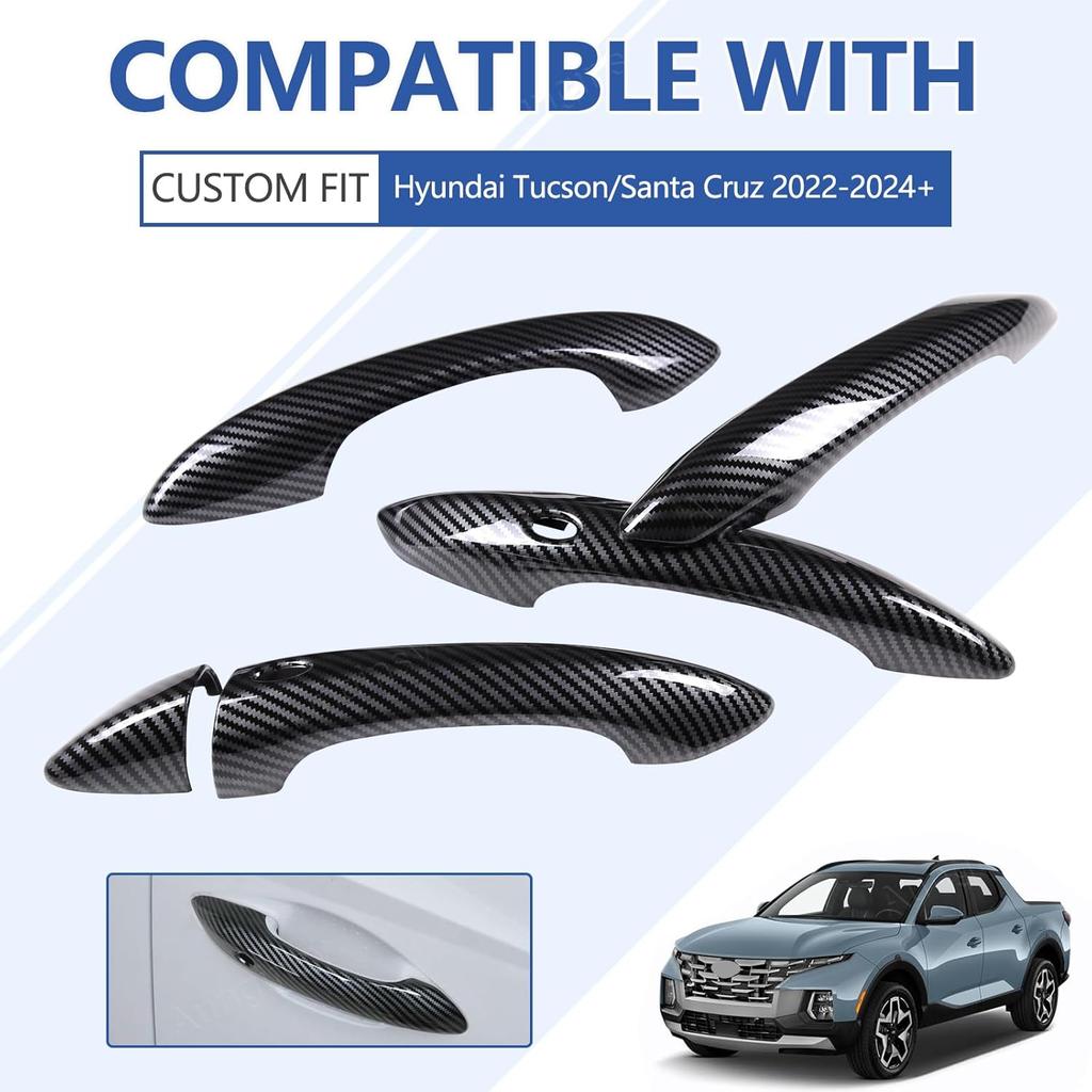 Aunginsy Exterior Door Grab Handle Trim Cover Compatible with Hyundai Tucson/Santa Cruz 2022-2024, Car Outside Front Rear Door Handle Panel