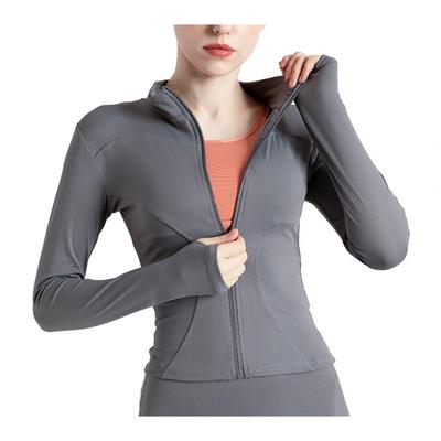 Damen Sportjacke Stehkragen Schweißabsorption Schnelltrocknend Langarm Weich Atmungsaktiv Reißverschluss Elastisch Slim Fit Joggen