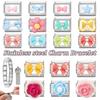 Fashion Colorful Bow Series Charm Bracelet Rose Flower Heart Cherry Y2K Bead Fit 9mm Bracelet Stainless Steel DIY Jewelry Gift