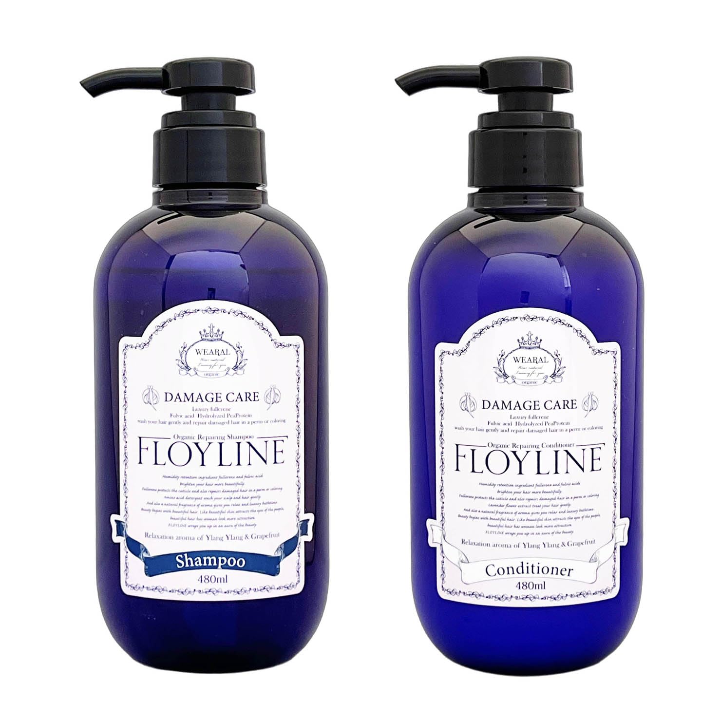 Fräulein Shampoo 480ml + Conditioner 480ml Set: Organic, Silicone-Free, Amino Acid-Based Mildly Acidic Cleansing Ingredients, Additive-Free