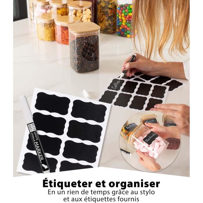 Deco haus bocaux de conservation 6 pcs avec couvercles + étiquettes hermétiques