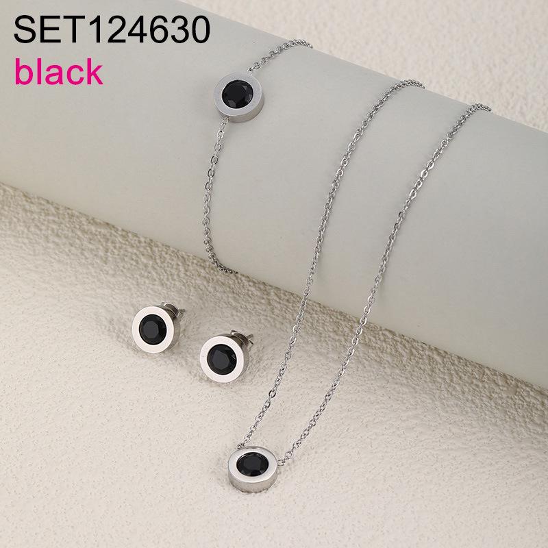 Elegant European Zirconium Titanium Jewelry Set - Necklace, Earrings & Bracelet