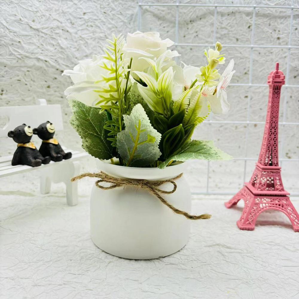 

Flower Rose Plastic Arrangement Decorative Plant For Home Desk Decoration слоновая кость