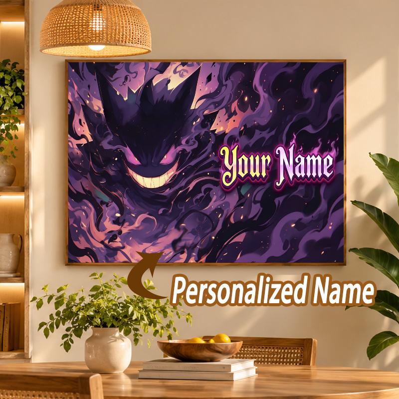 Gengar Custom Name Diamond Painting Personalized 5D Full Drill DIY Diamond Art Home Decor