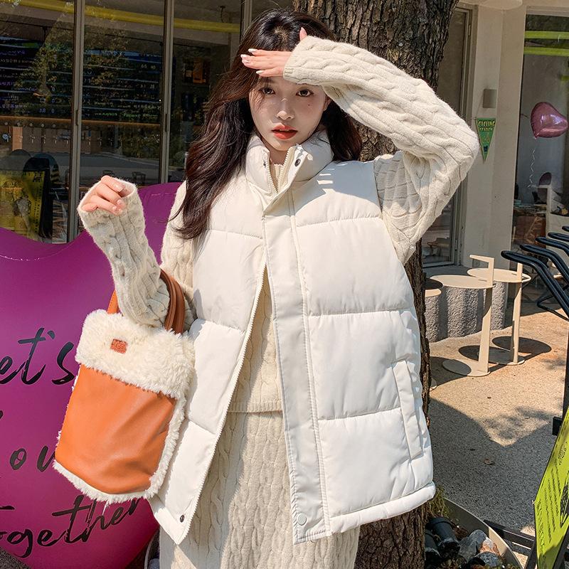 

Black Vest Ladies s New Winter Outer Wear Korean Style Loose and Versatile Vest Vest Cotton Jacket High Quality Practical Daily Use M