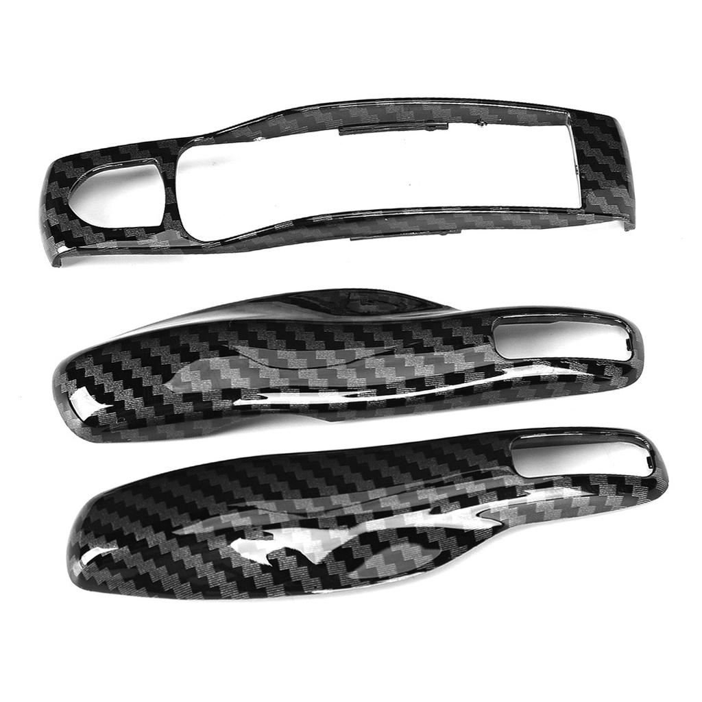 3pcs Set Carbon Fiber Style Car Key Trim Cover Fit for Cayman