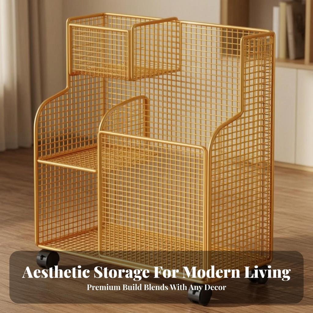 Wire Storage Rack with Wheels Spacious Basket Long-Lasting