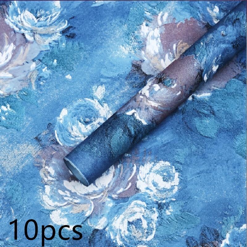

2packs 10Pcs/Pack Oil Painting Peony Flowers Wrapping Paper Bouquet Packaging Floral Materials Handmade Rose Wrapping Paper Diy Floral Art синий