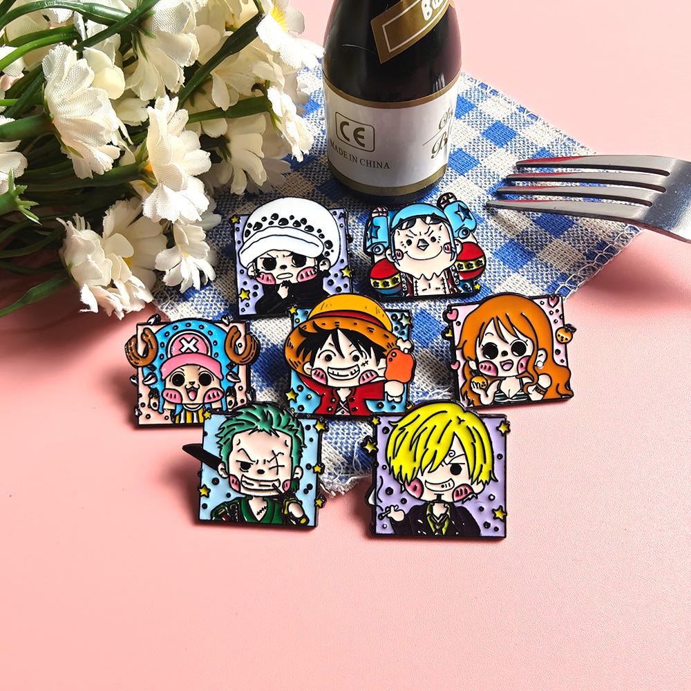 One Piece Anime Metal Brooch: Cute Zoro & Luffy Alloy Badge Pin