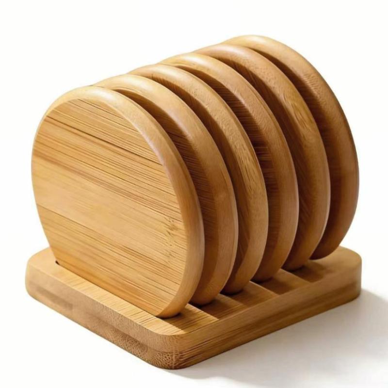 Ensemble de sous-verres en bambou Créatif Simple Antidérapant Résistant à la Chaleur Ronds pour Table à Manger Cuisine Bar Décoration de Maison Cadeau