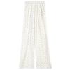 Women's White Ice Silk Floral Wide-Leg Pants - Yamamoto 2025 Collection for Spring, Summer, and Autumn - Casual, Petite, Textured Design