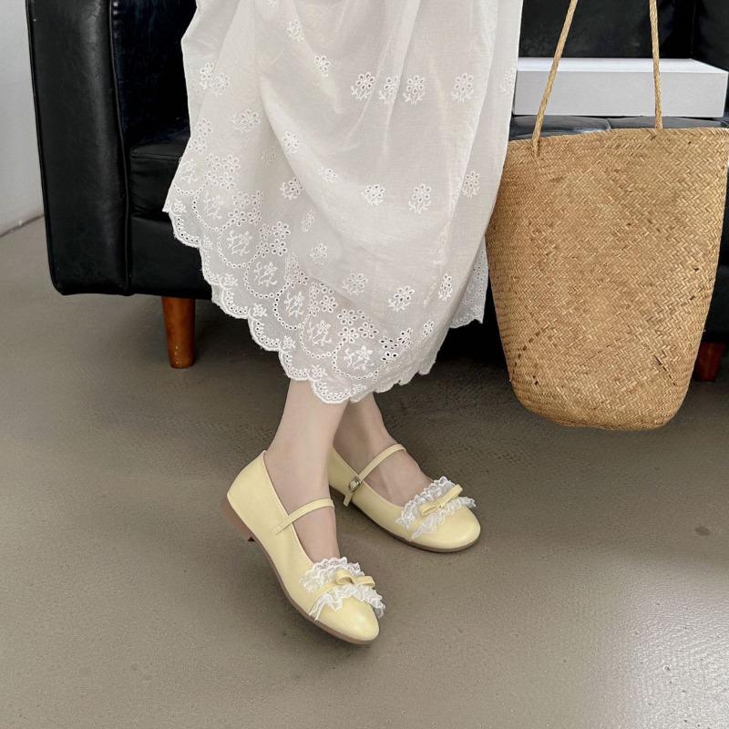 Summer New Silver Mary Jane Shoes Women's Light Mouth Word with Cute Round Head Gentle Flat Shoes