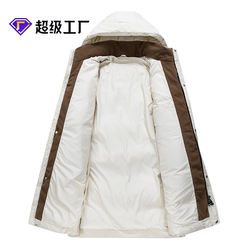 Long Knee Down Jackets for Men and Women, Winter New High-end% White Duck Down, Black and White Striped Jacket