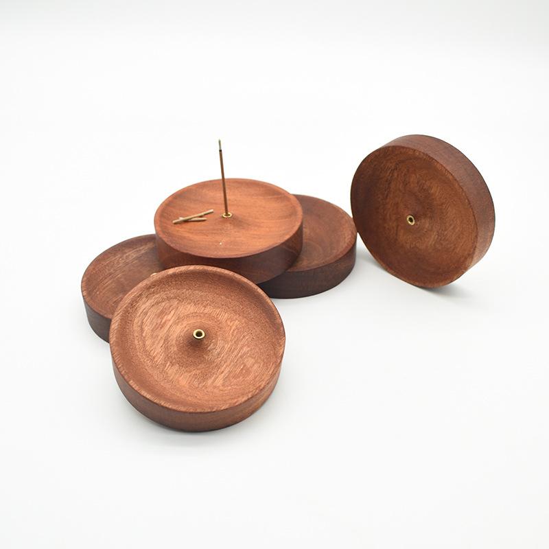 1 Bucată Suport Tavă Lemn de Agar Negru American Nuc Masiv Bețișor de Tămâie Handmade Ceremonia Ceaiului Arzător de Tămâie Rotund