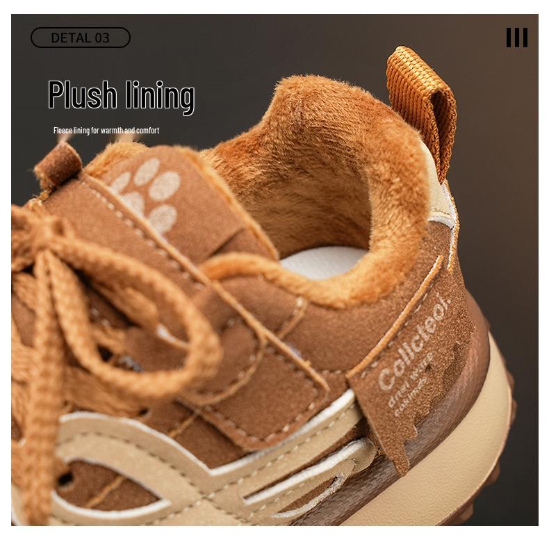 Kids' Autumn/Winter Soft Sole Casual Shoes – Plus Velvet Warm, Lightweight, Versatile, and Comfortable Sports Shoes for Medium & Large Children.