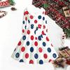 Women Geometric Pattern Print Midi Dress, Long Sleeve V‑Neck Furry Trim A‑Line Party Dress, Christmas Limited Edition