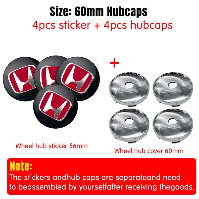 4pcs 56mm 60mm Car Wheel Center Hub Center Cap Rim Hub Dustproof Cover Emblemem For Honda Accord CRV XRV Civic Odyssey ahn256