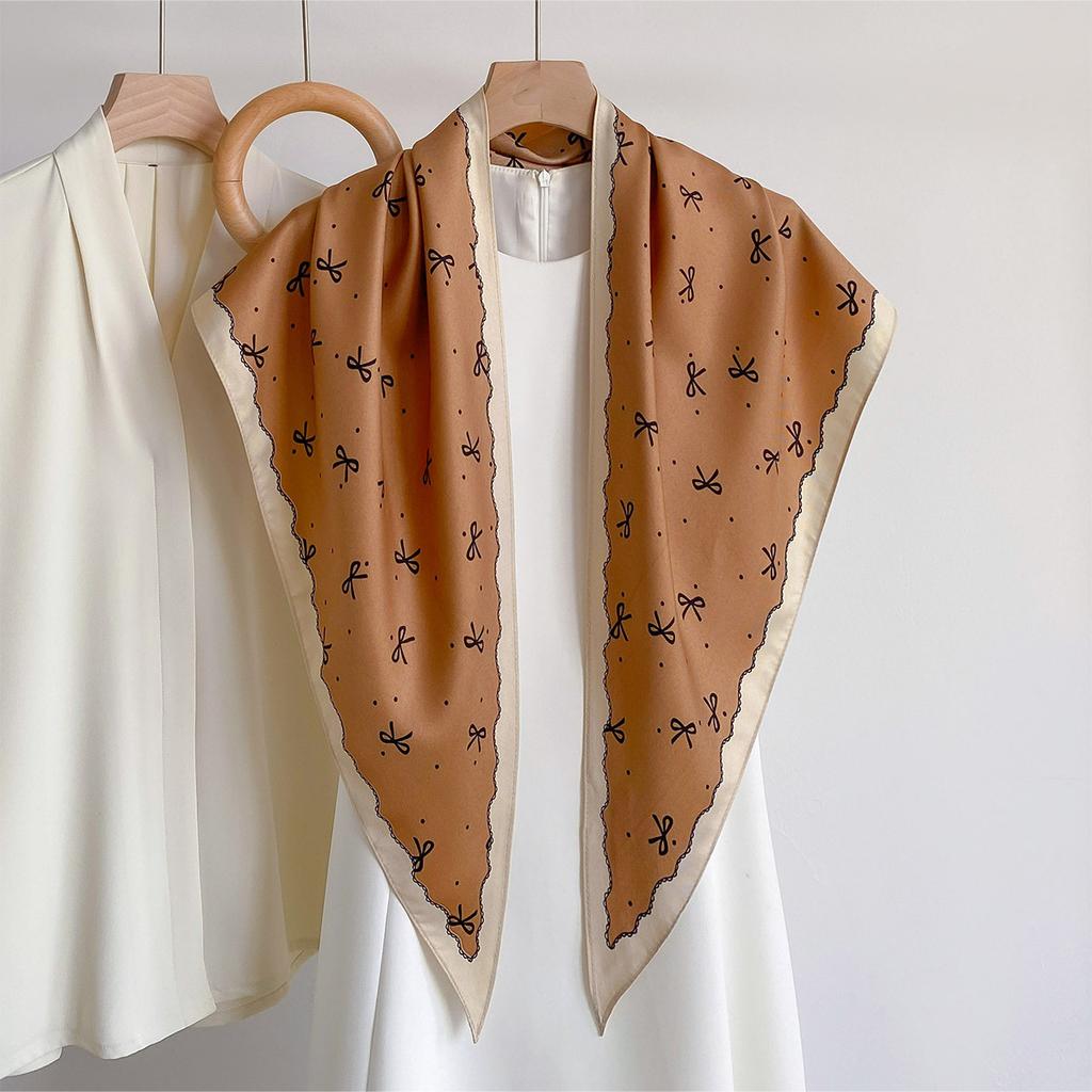Summer New Bow Polka Dot Printed Shawl Women's Multi-functional Daily Commute Stacked Atmosphere Triangle Towel