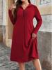2025 Autumn/Winter European Plus Size Women's Round Neck Zippered Striped Dress