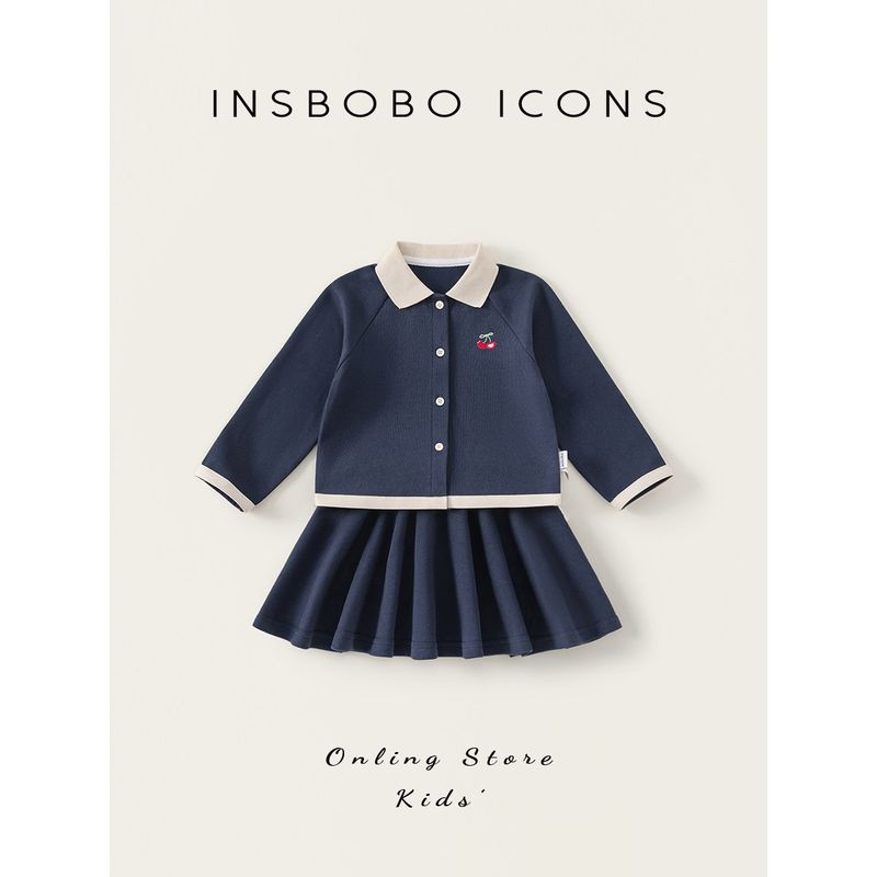 Insbobo Girls' Suit 2026 Spring New Style Baby Girl Suit Dress Girl Long-Sleeved Fashionable Kidsren's Cardigan