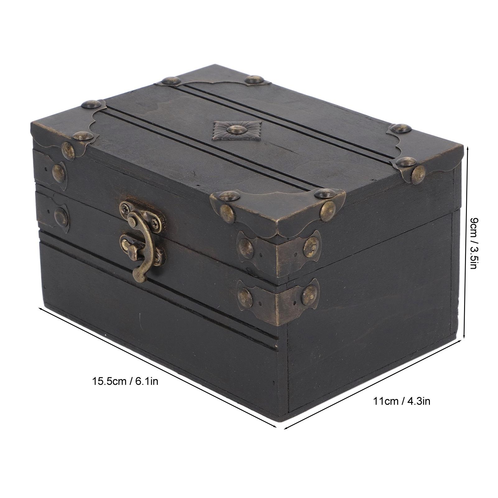 

Vintage Wooden Jewelry Storage Box Treasure Chest Case Trinket Box Desk Decoration for Storing Necklace Rings Earrings