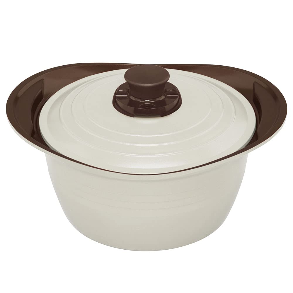 Iris Ohyama Licopa Series Induction and Gas Ceramic Easy Far Infrared Silicone and Recipe Book White Ivory MKSS-P24D No-Water Pot, 24cm, Deep,