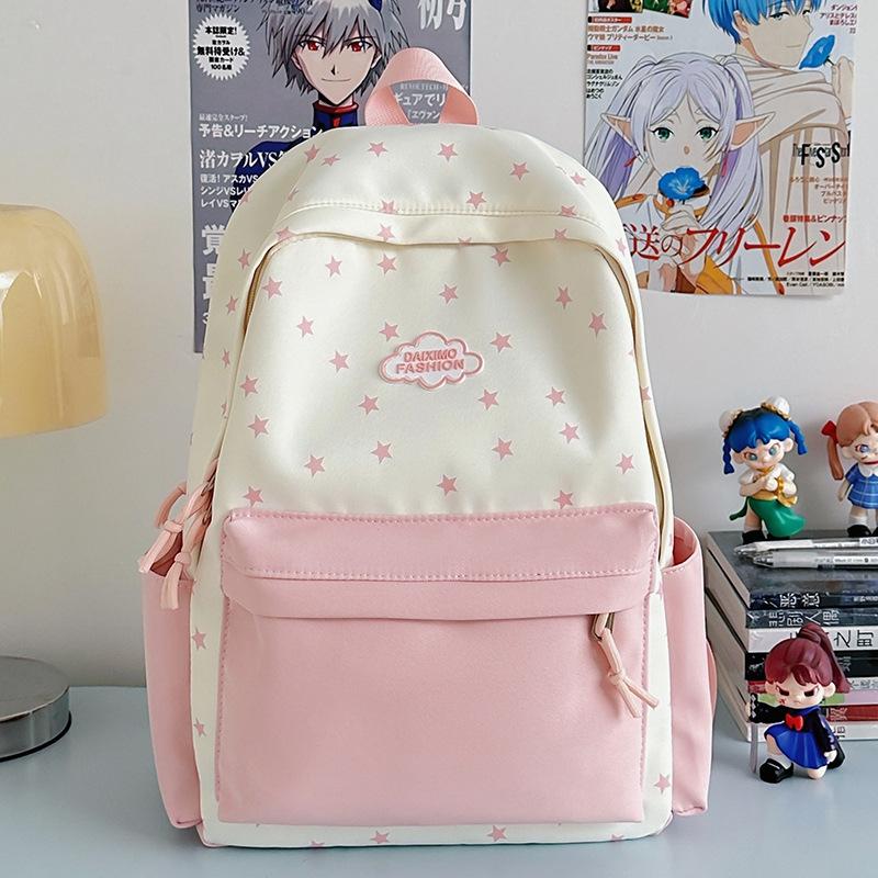 New high-value multi-pocket student schoolbag, small fresh little star backpack, cute and sweet going out backpack