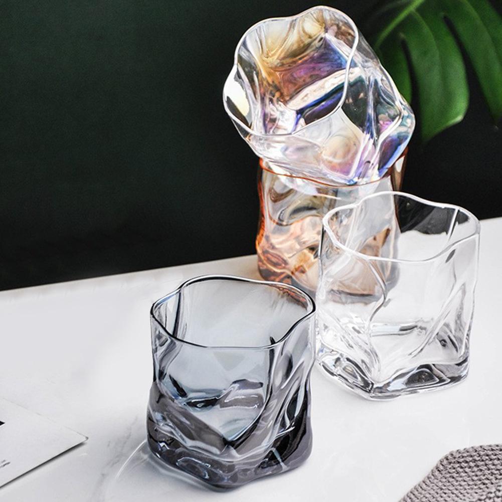 280 ml unregelmäßiges Glas für Whisky, durchsichtiger Glasbecher, Gletscherwein, Getränketrinkbecher, Haushaltsweinbecher für Feiertagstreffen