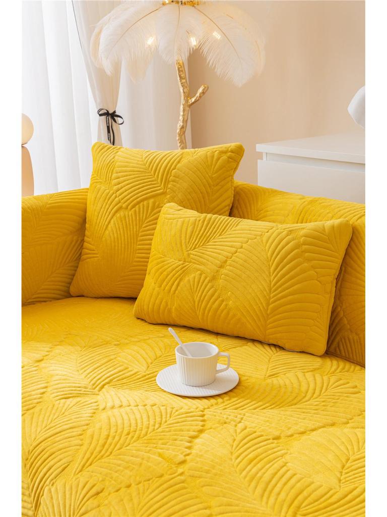 Autumn/Winter Super Soft Plush Banana Leaf Sofa Cushion: Modern Minimalist Solid Color Double Seat Cushion