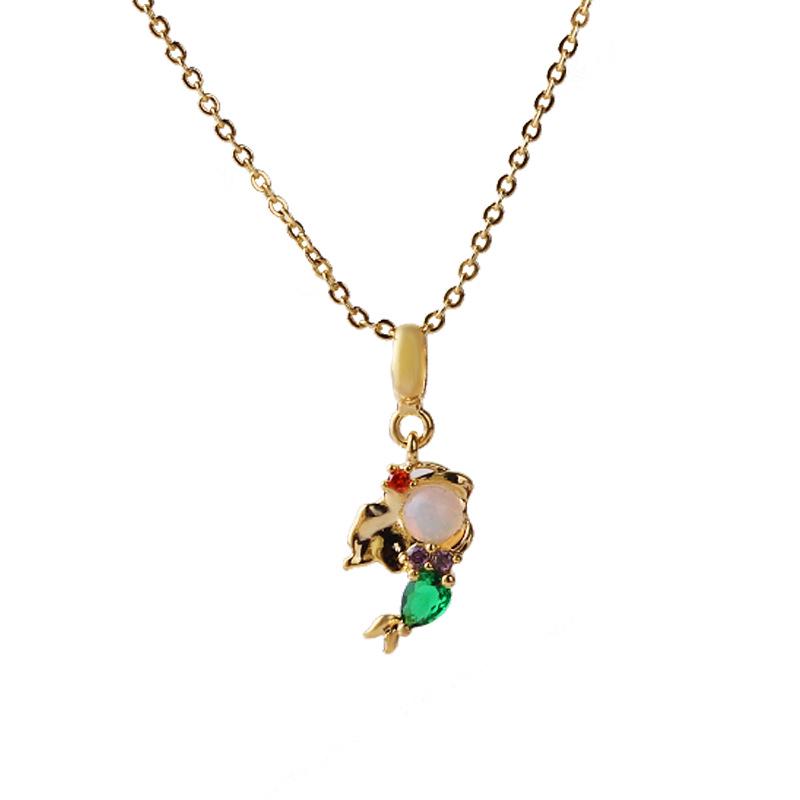 Exquisite DIY Cartoon Zircon Princess Pendant Necklace for Women